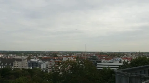 Flak Tower – Pan shot with view over Berlin and aeroplane 動画素材 79996832
