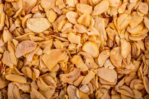 Flakes of dehydrated garlic Stock Photos