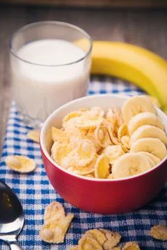 Flakes with milk Stock Photos