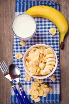 Flakes with milk Stock Photos