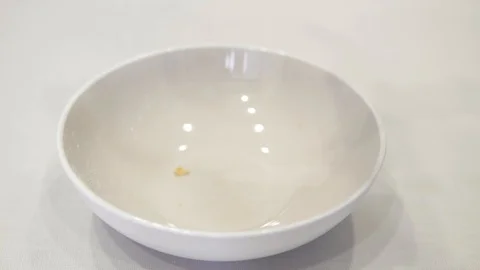 Flakes pour in a white plate Stock Footage 98134301