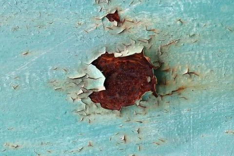 Flaking paint from the metal surface Foto stock