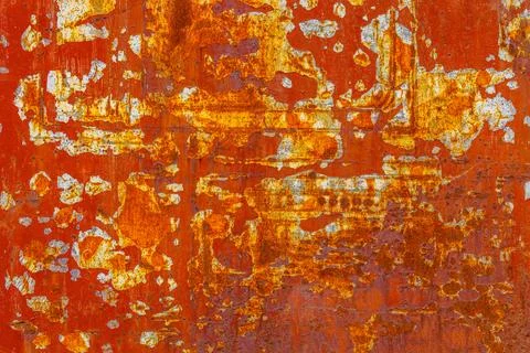 Flaking Red Paint on Rusty Metal 库存照片