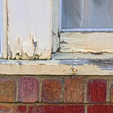 Flaking wooden window frame Foto stock