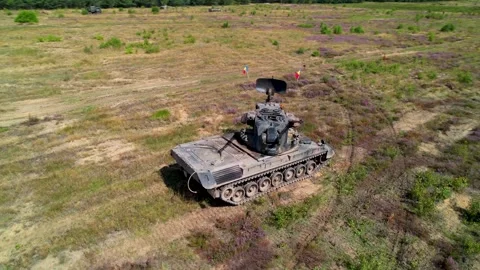 Flakpanzer Gepard locked on target Stock Footage 250979964