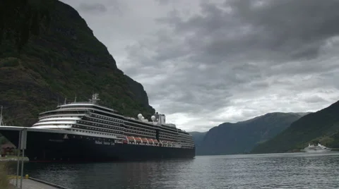 Flam a small cruise destination in Norway Stock Footage
