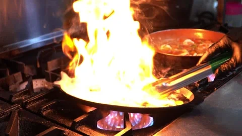 Flambé Cooking Technique Stock Footage 318303868