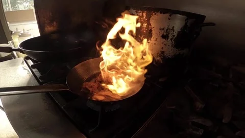 Flambé food Stock Footage 163803537