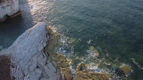 Flamborough, chalk cliffs, drone, dramatic coastline. Bridlington.UK 1.8.2026 Stock Footage 341125785