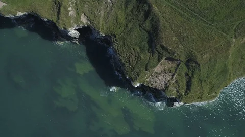 Flamborough Cliffs - Vertical Spin Drone Yorkshire Video stock 92128918