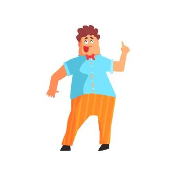 Flamboyant Chubby Know-it-all Guy Character Stock Illustration