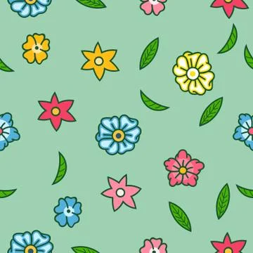 Flamboyant Flower Seamless Pattern Stock Illustration