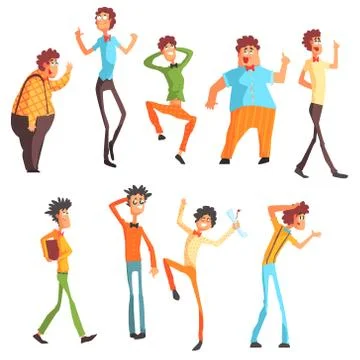 Flamboyant Know-it-all Character Set Stock Illustration