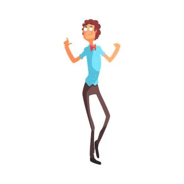 Flamboyant Know-it-all Guy Character In Blue Vest Stock Illustration