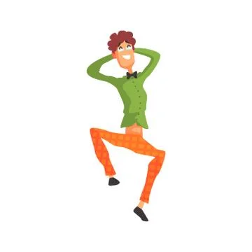 Flamboyant Know-it-all Guy Character In Green Shirt And Orange Trousers Stock Illustration