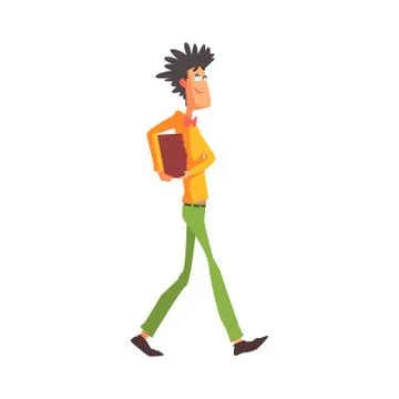 Flamboyant Know-it-all Guy Character Carrying Books Stock Illustration