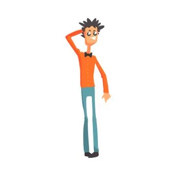 Flamboyant Know-it-all Guy Character Confused Stock Illustration