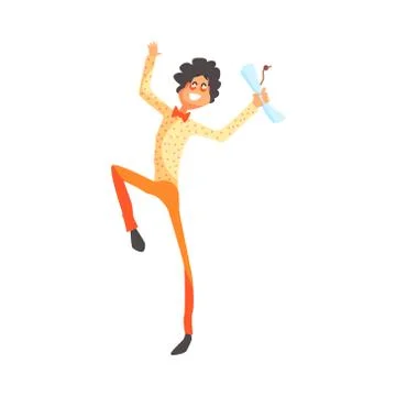 Flamboyant Know-it-all Guy Character With A Diploma Stock Illustration