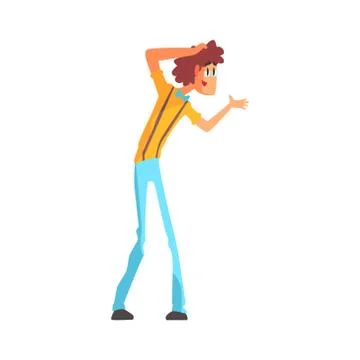 Flamboyant Know-it-all Guy Character In Blue Bow Tie Stock Illustration