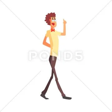 Flamboyant Thin And Tall Know-it-all Guy Character Stock Illustration