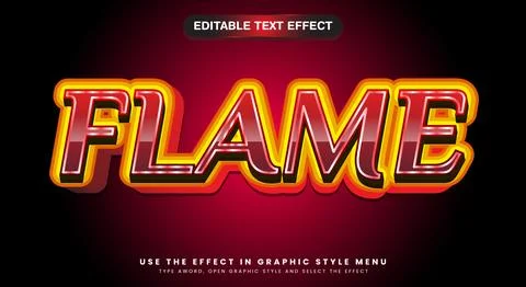 Flame 3D editable text effect template Stock Illustration