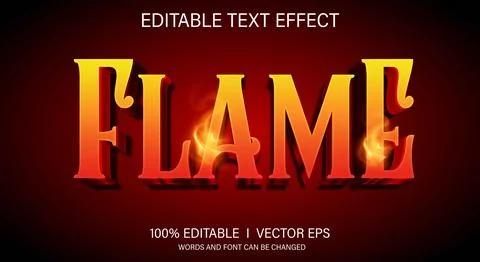 Flame 3d vector text effect with modern style design Illustrazione stock