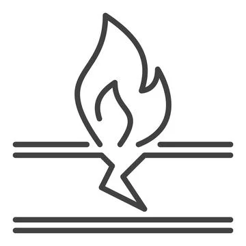 Flame above a broken oil pipe vector thin line icon or design element Ilustração Stock