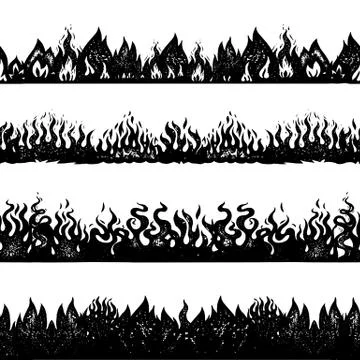 Flame and fire background. Seamless pattern in vintage style. Hand drawn Stock Illustration