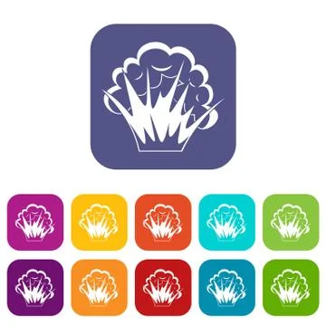 Flame and smoke icons set flat Stock Illustration