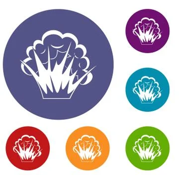 Flame and smoke icons set Stock Illustration