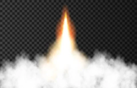 Flame and smoke from space rocket launch. Illustrazione stock