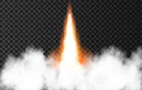 Flame and smoke from space rocket launch. Illustrazione stock