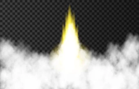 Flame and smoke from space rocket launch. Illustrazione stock