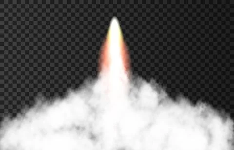 Flame and smoke from space rocket launch. Stockillustratie