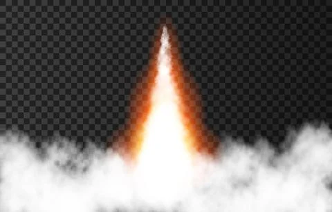 Flame and smoke from space rocket launch. Illustrazione stock
