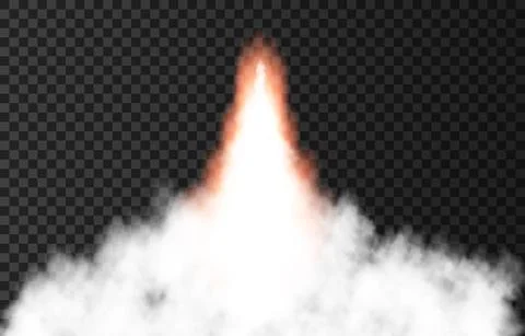Flame and smoke from space rocket launch. Illustrazione stock