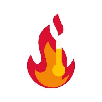 Flame and thermometer indicating increasing hot temperature Stock Illustration