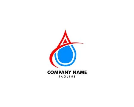 Flame and Water Logo Design, Plumbing and Heating Logo Design Template Vector Stock Illustration