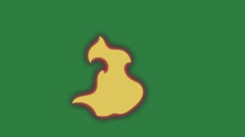 Flame Animated On Green Screen Chroma Key Background Stock Footage 338014891