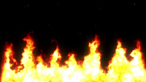 Flame background, fire with embers Stock Footage 76542955