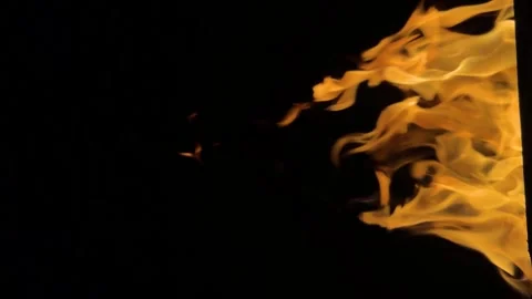Flame on black background. Fire on black background. Isolated fire on black Stock Footage 307612175