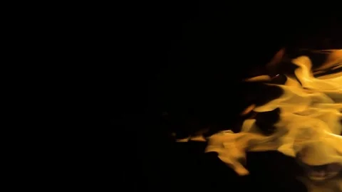 Flame on black background. Fire on black background. Isolated fire on black Stock Footage 307612346