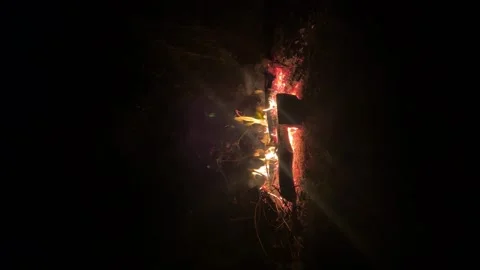 Flame on black background. Fire on black background. Isolated fire on black Stock Footage 312750391