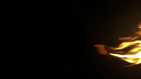 Flame on black background. Fire on black background. Isolated fire on black Stock Footage 313754303