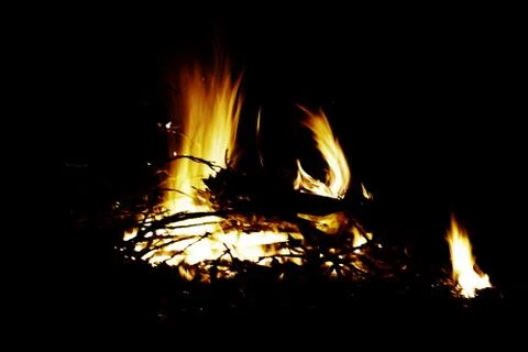 Flame on black background Stock Photos