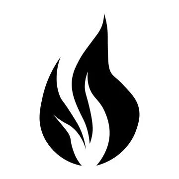 Flame black vector icon on white background Stock Illustration