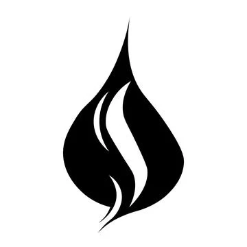 Flame black vector icon on white background Stock Illustration