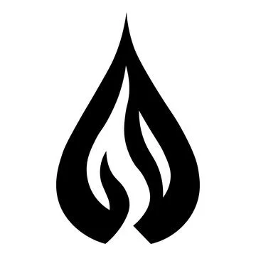 Flame black vector icon on white background Illustrazione stock