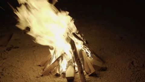 Flame in the bonfire. Outdoor landscape. 4k Stock Footage 137212819