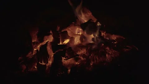 Flame in the bonfire. Outdoor landscape. 4k Stock Footage 137213376